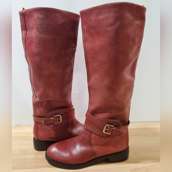 MaxGreat Leather Riding Style Tall Buttery Soft Leather Boots Distressed NWOT - Picture 2 of 11